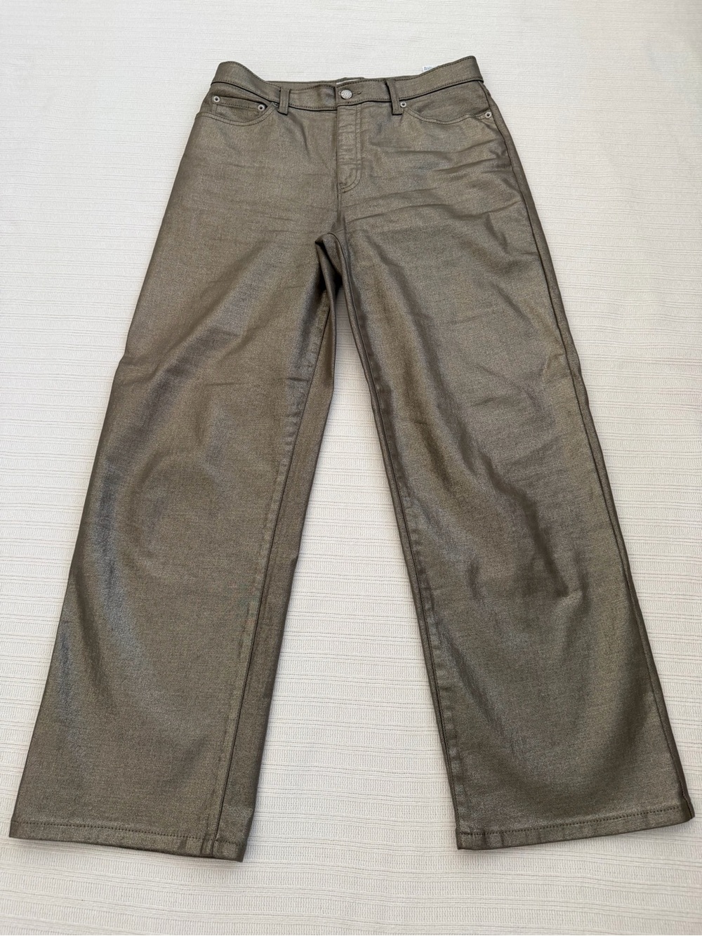 Banana Republic Metallic Gold High-Rise Straight Leg Jeans Size 30 / 10 BeS1